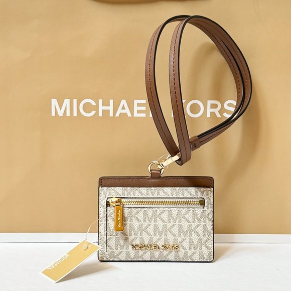 Michael Kors Jet Set Item Crossbody Bag + Card Case Wallet Landyard MK Vanilla - Picture 11 of 14